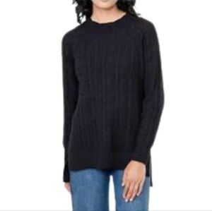 BLEU GRAY Navy Blue Cable Knit Crewneck Sweater, Size XL
